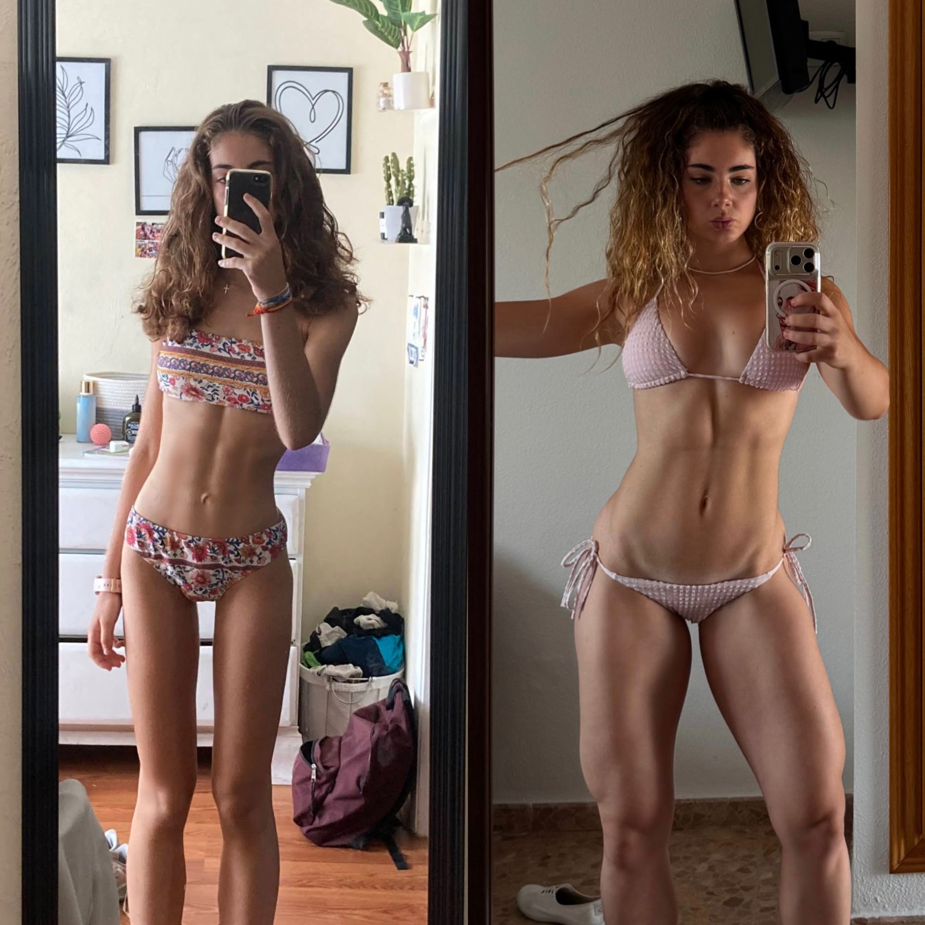 Comparativa antes y después del cambio físico de la coach.