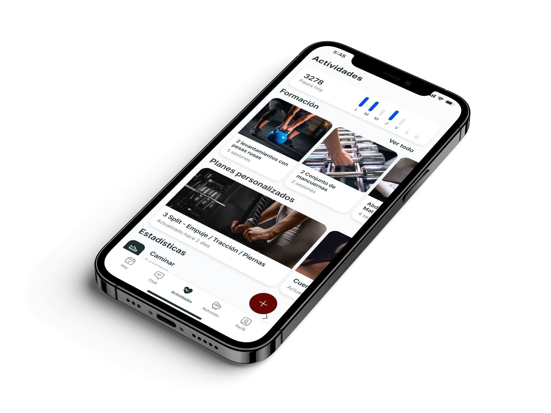 Un mockup de la app de coaching mostrando más funciones.